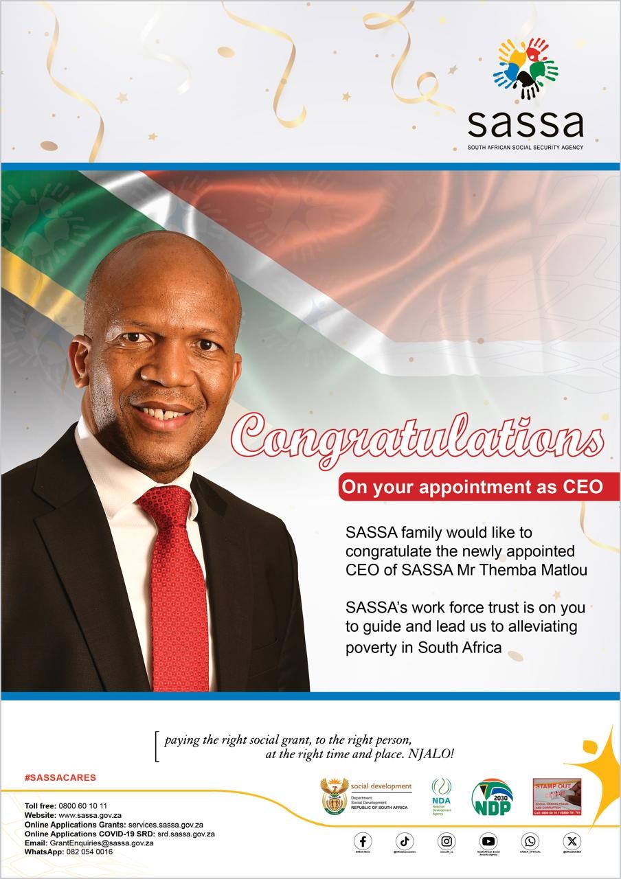 SASSA Celebrates New CEO Themba Matlou, Heralding New Era of Leadership